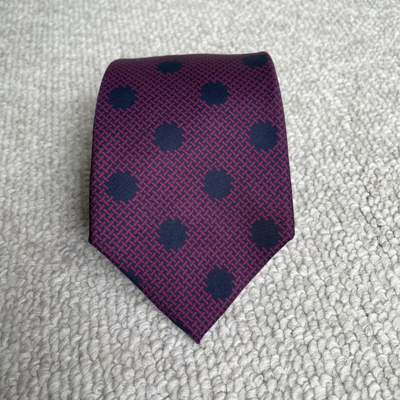 Dior Silk Tie, Burgundy & Navy - Picture 1 of 6